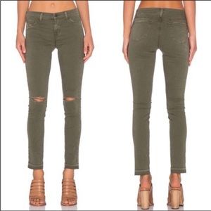 J Brand Jungle Green Distressed Ankle Length Skinny Jeans